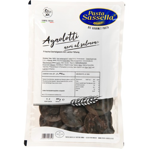 Pasta Sassella Agnolotti Neri Ricotta-Lachs-Füllung 500g