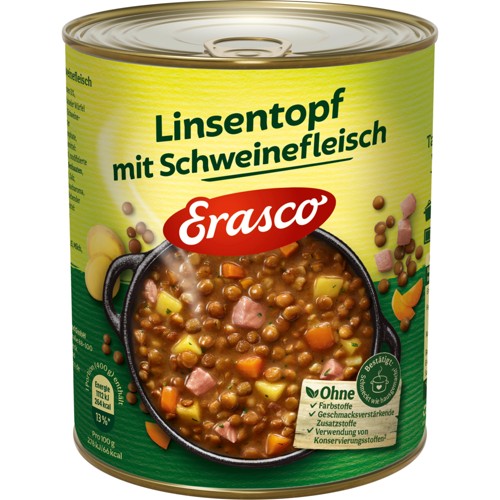 Erasco Linsen mit Schweinefleisch Dosen-Eintopf 800g