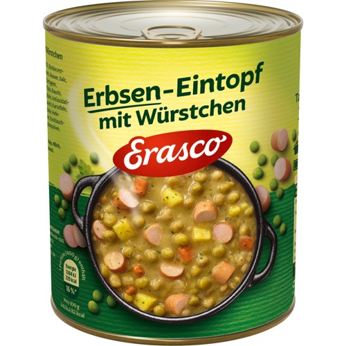 Erasco Erbsen mit Würstchen Dosen-Eintopf 800g