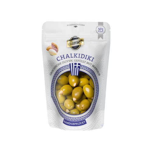 Dumet Chalkidiki grüne Oliven gefüllt mit Mandeln 270g