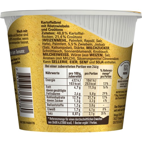 Maggi 5 Minuten Terrine Kartoffelbrei mit Röstzwiebeln 56g