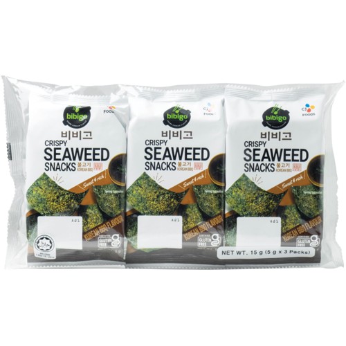 CJ Bibigo Knuspriger Seetang BBQ 3 x 5.0g