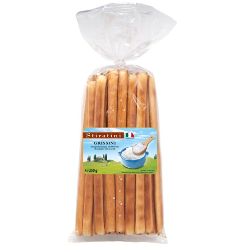 Stiratini Grissini Brotgebäckstangen mit Meersalz 250g 
