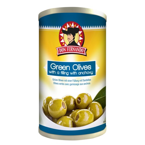 Don Fernando Grüne Oliven gefüllt mit Sardellencreme 350g 