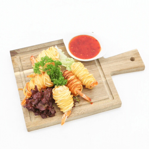 Gambas envueltas en patata