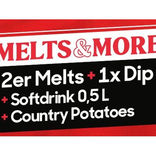Melts&More - 2er Melts + 1 x Dip + Softdrink 0,5 l + Country Potatoes