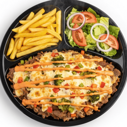 Döner mit Cocktailsauce, Broccoli und Paprika