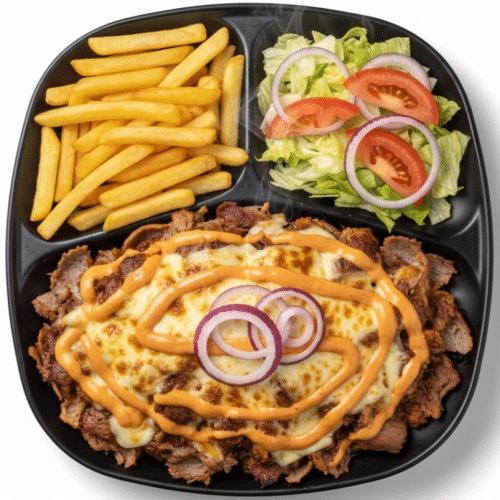 Döner mit Cocktailsauce und Zwiebeln