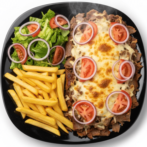 Döner mit Zwiebeln und frischen Tomaten