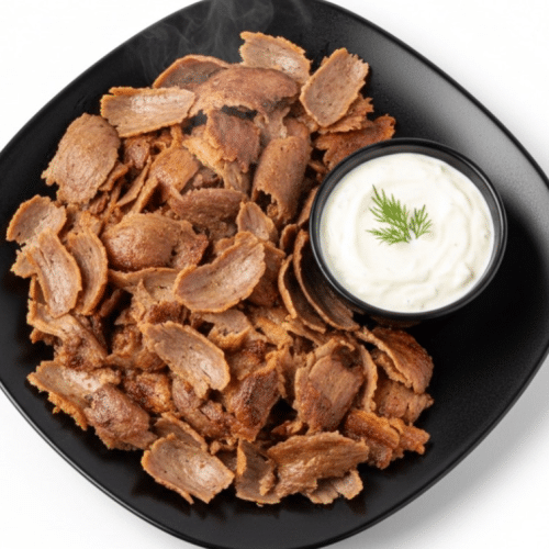 Döner-Teller nur mit Zwiebeln und Tzatziki