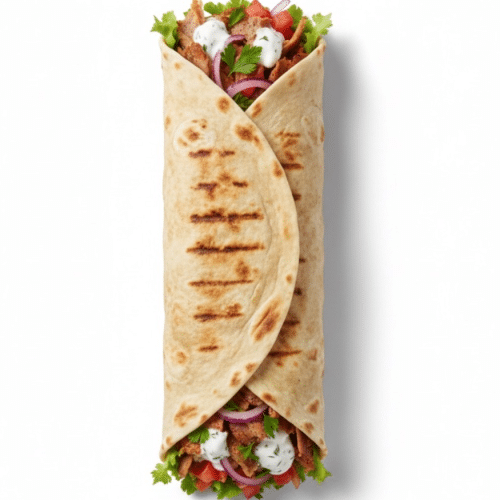 Türkische Pizza mit Dönerfleisch, Salat und Tzatziki