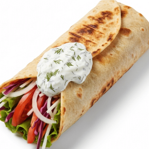 Türkische Pizza mit Salat und Tzatziki