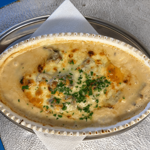 Schweinefilet Champignonsosse überbacken