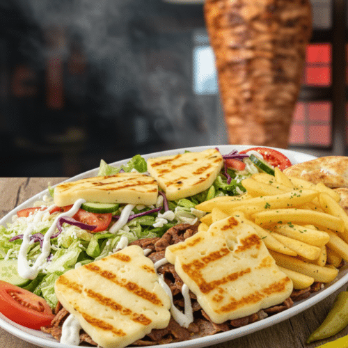 Döner Teller mit Grillkäse