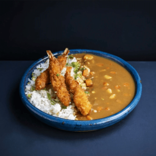 Japanese curry Rice with Tempura prawns