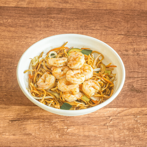 Gebratene Nudeln mit Garnelen