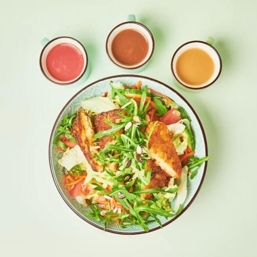 Salat mit Kartoffel Gemüse-Rösti