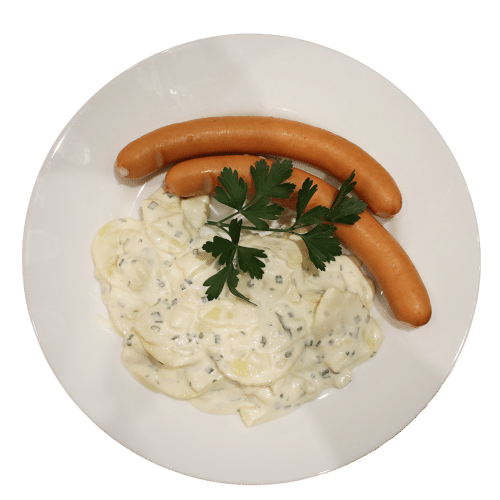 Joghurt-Kartoffelsalat und kalte Wiener