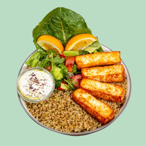 Grün Halloumi Bowl, vegetarisch