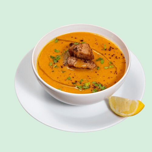 Rote Linsensuppe mit Hähnchen