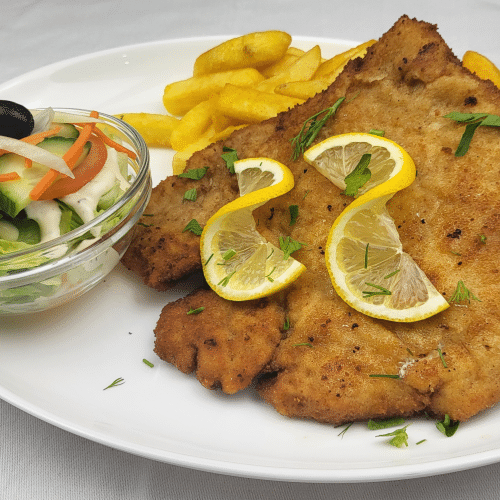 Schnitzel mit Metaxasauce