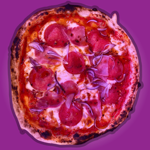 Hot Honey Blaze - Pizza Salami u. Schinken (halal)