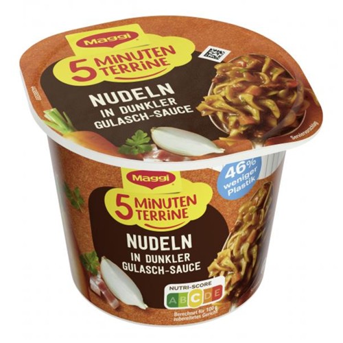Maggi 5 Minuten Terrine Nudeln in dunkler Gulasch-Sauce 60g