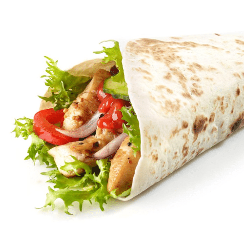 Rollo mit Dönerfleisch, Salat, 