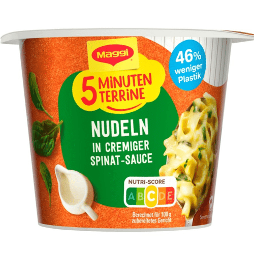 Maggi 5 Minuten Terrine Nudeln in Spinat-Rahm-Sauce 50g