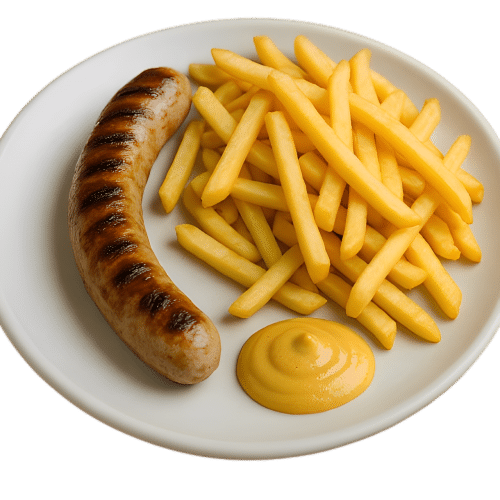 Bratwurst mit Pommes