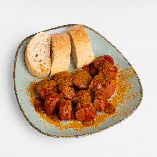 Currywurst mit Brot