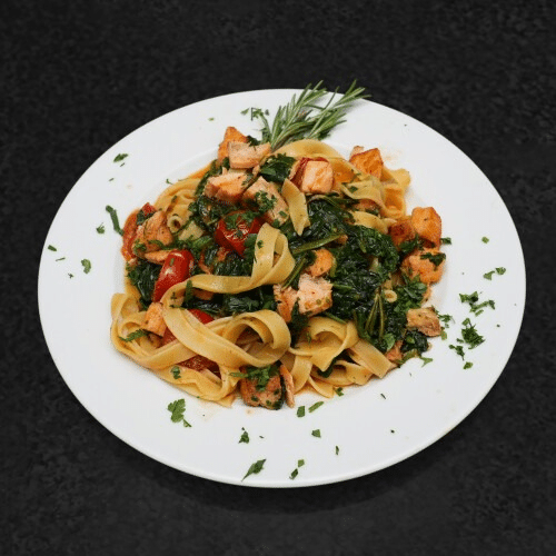 Pasta Bandnudel mit Lachsfilet