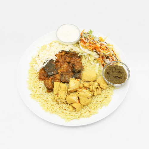 Reis, Salat und 2 Zutaten nach Wahl