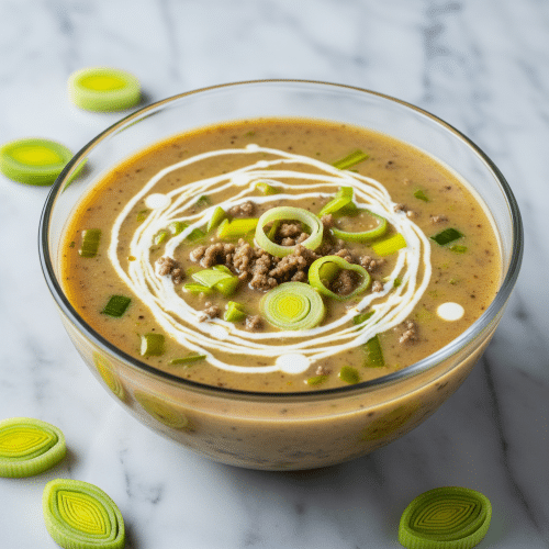 Hackfleisch-Lauch-Suppe