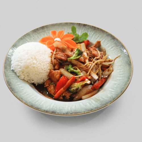 Schweinefleisch Kung Bao (scharf)