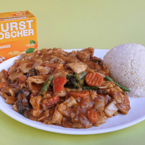 Hühnerfleisch mit Erdnussauce