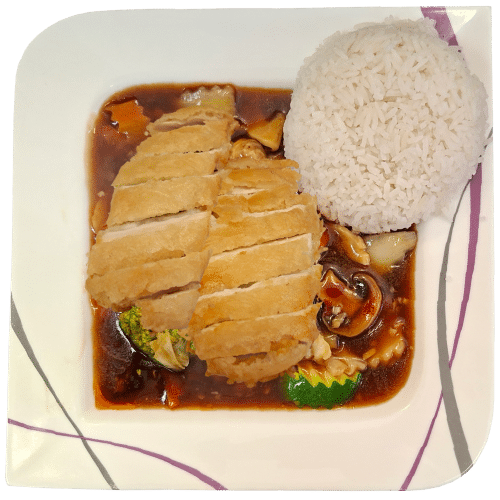 Chili-Knoblauch mit gebackenem Hühnerfleisch