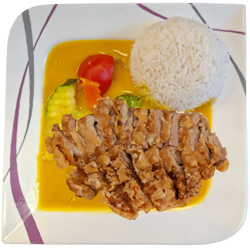 Kross gebackene Ente mit Mangosauce