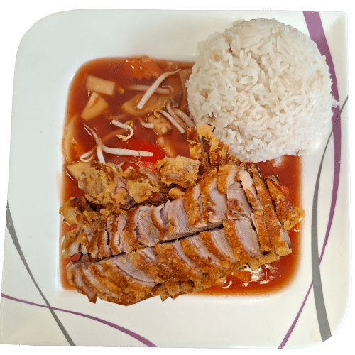 Kross gebackene Ente mit Süß-Sauer-Sauce
