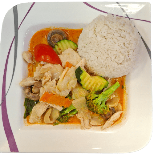 Rotes Curry mit Hühnerfleisch (scharf)