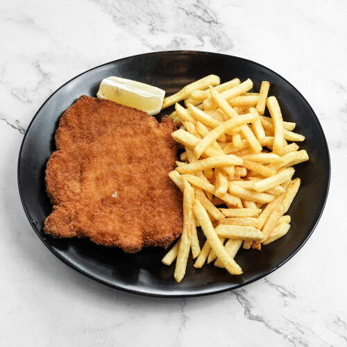 Schnitzel mit Pommes frites
