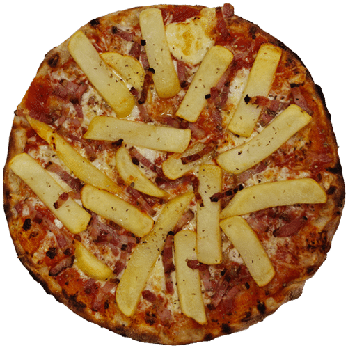 Pizza mit Kartoffeln und Speck