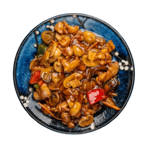 Mariniertes Drei- Pilze-Hühnchen