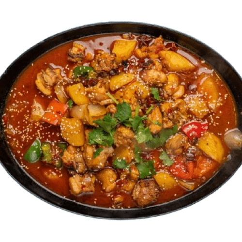 Geschmortes Hühnchen in Szechuangeschmack (scharf)