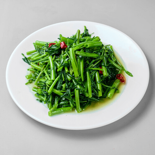 Wasserspinat und Knoblauch