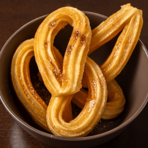 Churro -Schleifen, 5 Stück mit Schoko-Dip