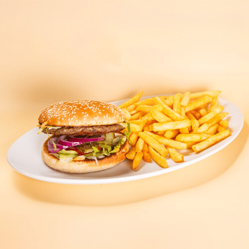 Hamburger mit Pommes frites