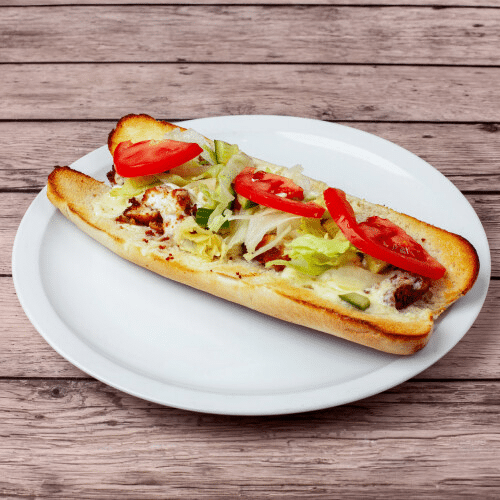 Baguette mit Schnitzel und Käse