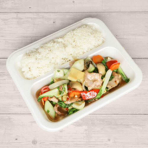 Gebratenes Schweinefleisch Halong (scharf)