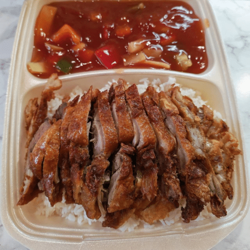Ente mit Paprika, Bambus und Ananas (süß-sauer)